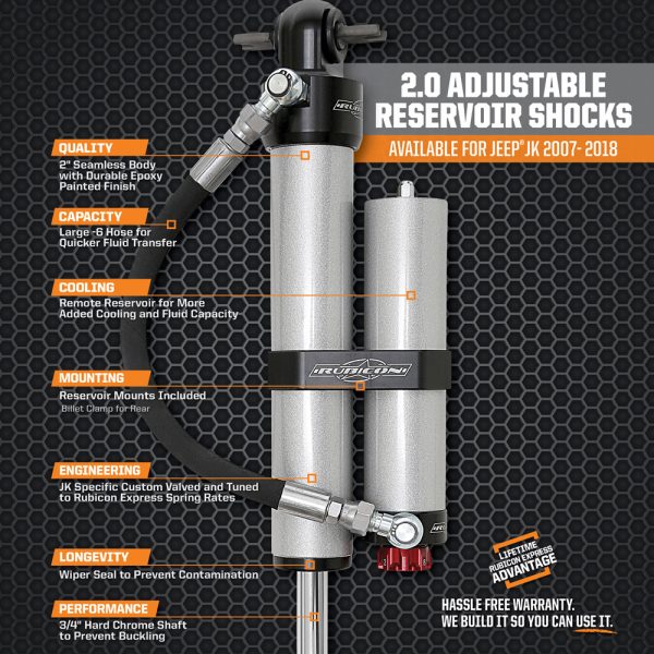 Rubicon Express 2.0 Reservoir Monotube Stoßdämpfer einstellbar vorne 3,5" - 4,5" – Bild 3